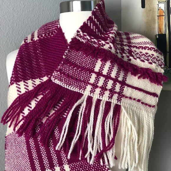 Hand Crafted Wool Blend Plaid Scarf - Picture 2 of 6